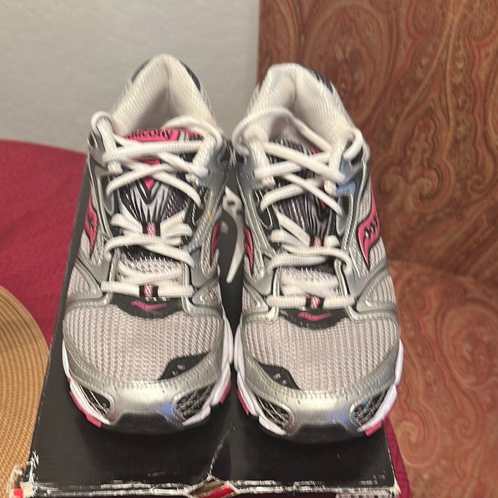 Saucony Silver and Pink Athletic Sneakers